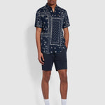 Camisa Farah Marcus Print Navy - ECRU