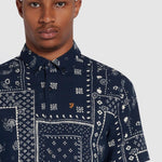 Camisa Farah Marcus Print Navy - ECRU