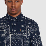 Camisa Farah Marcus Print Navy - ECRU