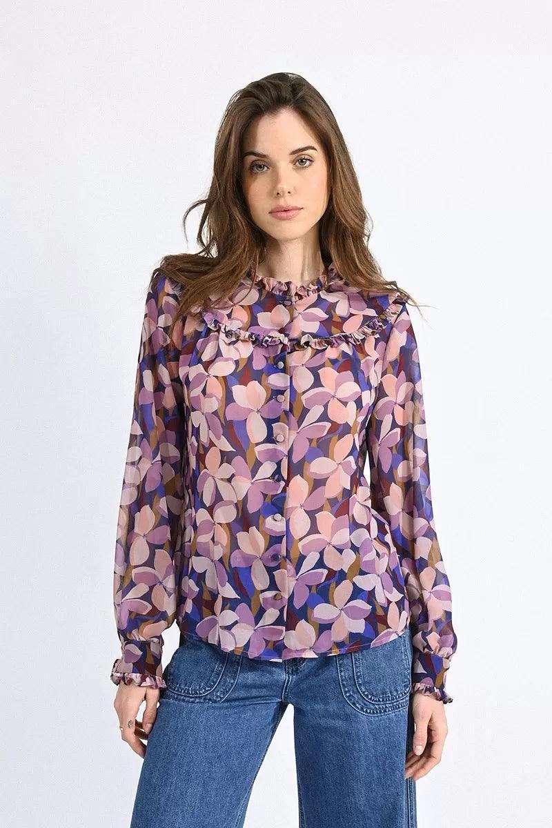 Camisa Molly Bracken de Manga Larga con Volantes - ECRU