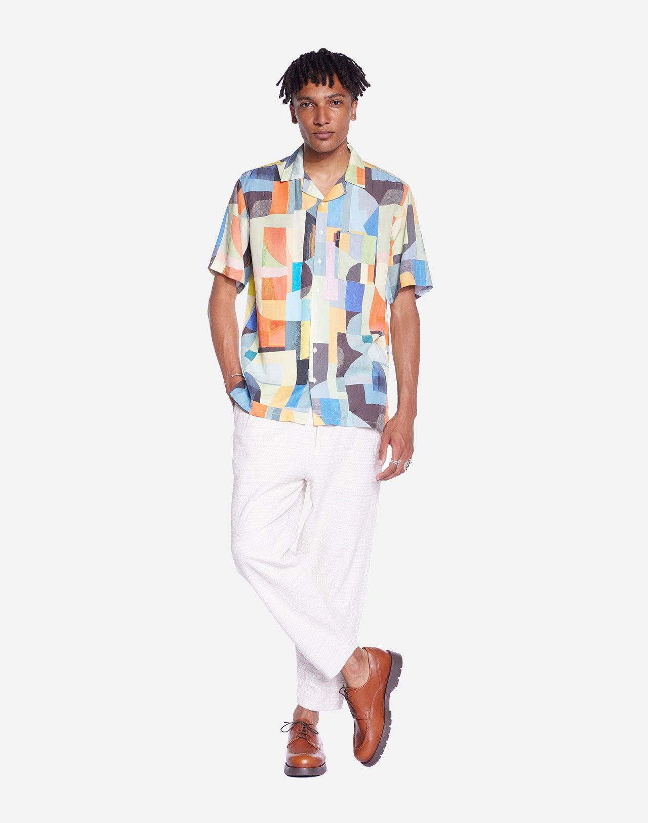 Camisa Olow Unisex Aloha Asbtract - ECRU