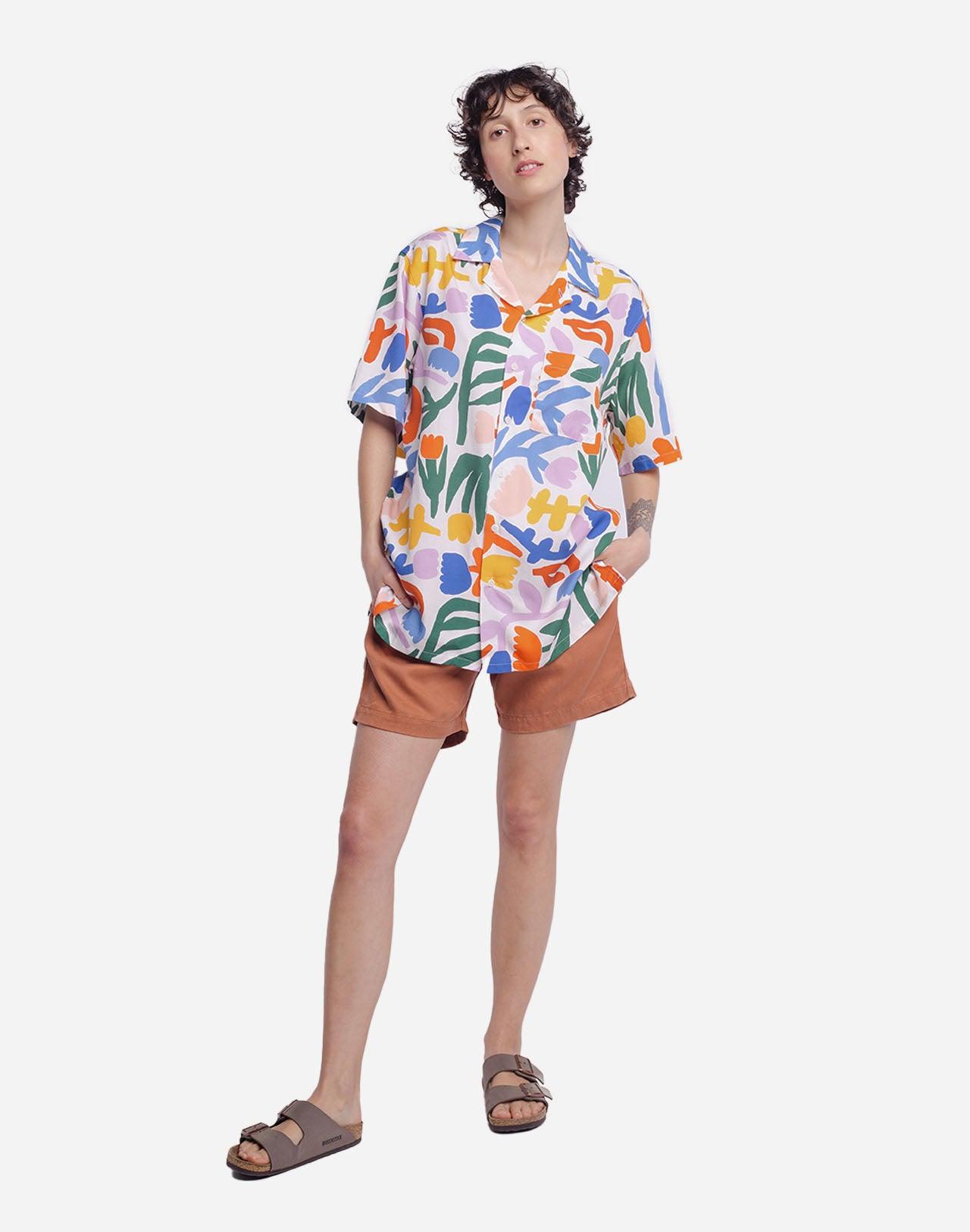 Camisa Olow Unisex Garden Asbtract - ECRU