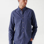 Camisa Salsa Azul con Textura - ECRU