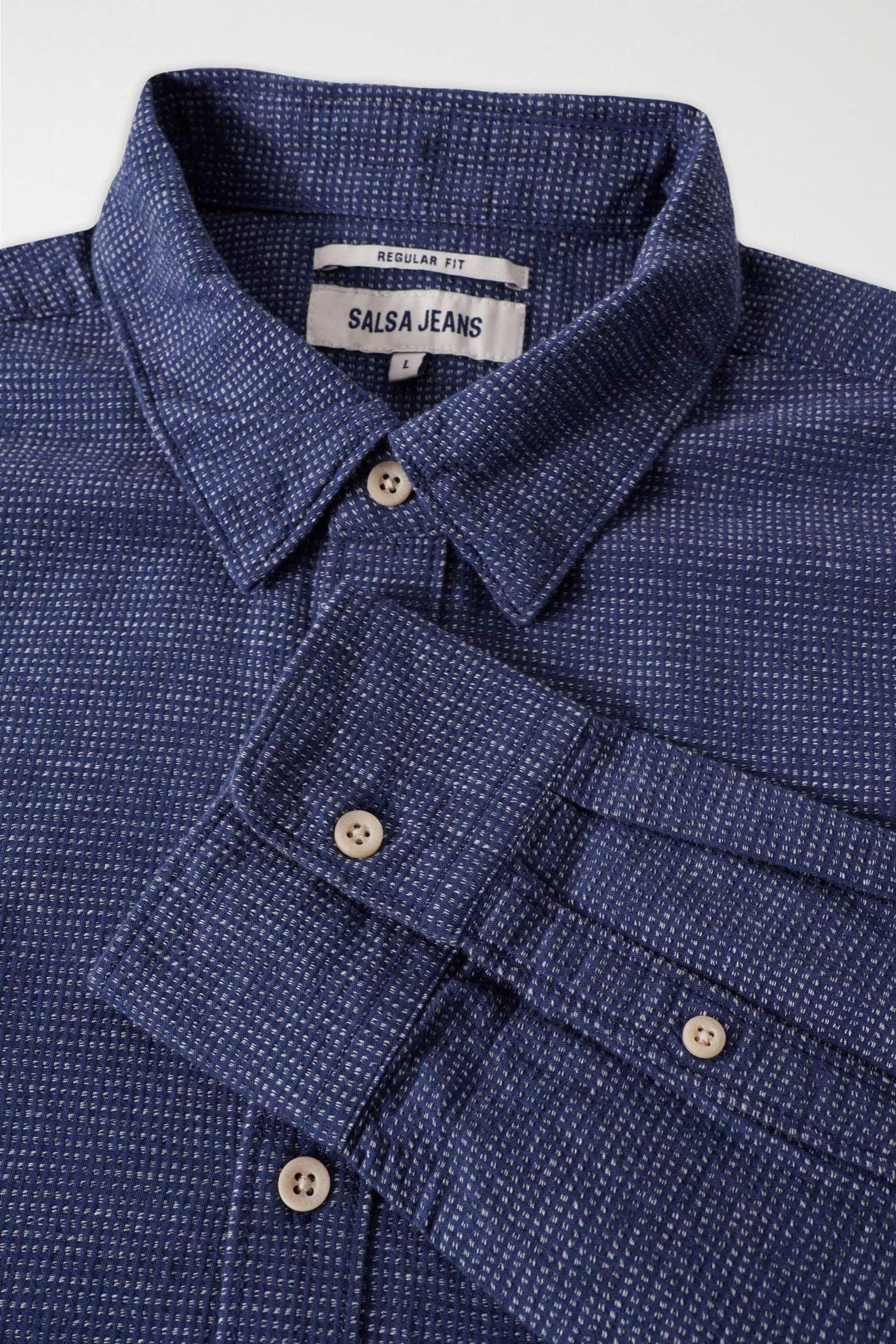 Camisa Salsa Azul con Textura - ECRU