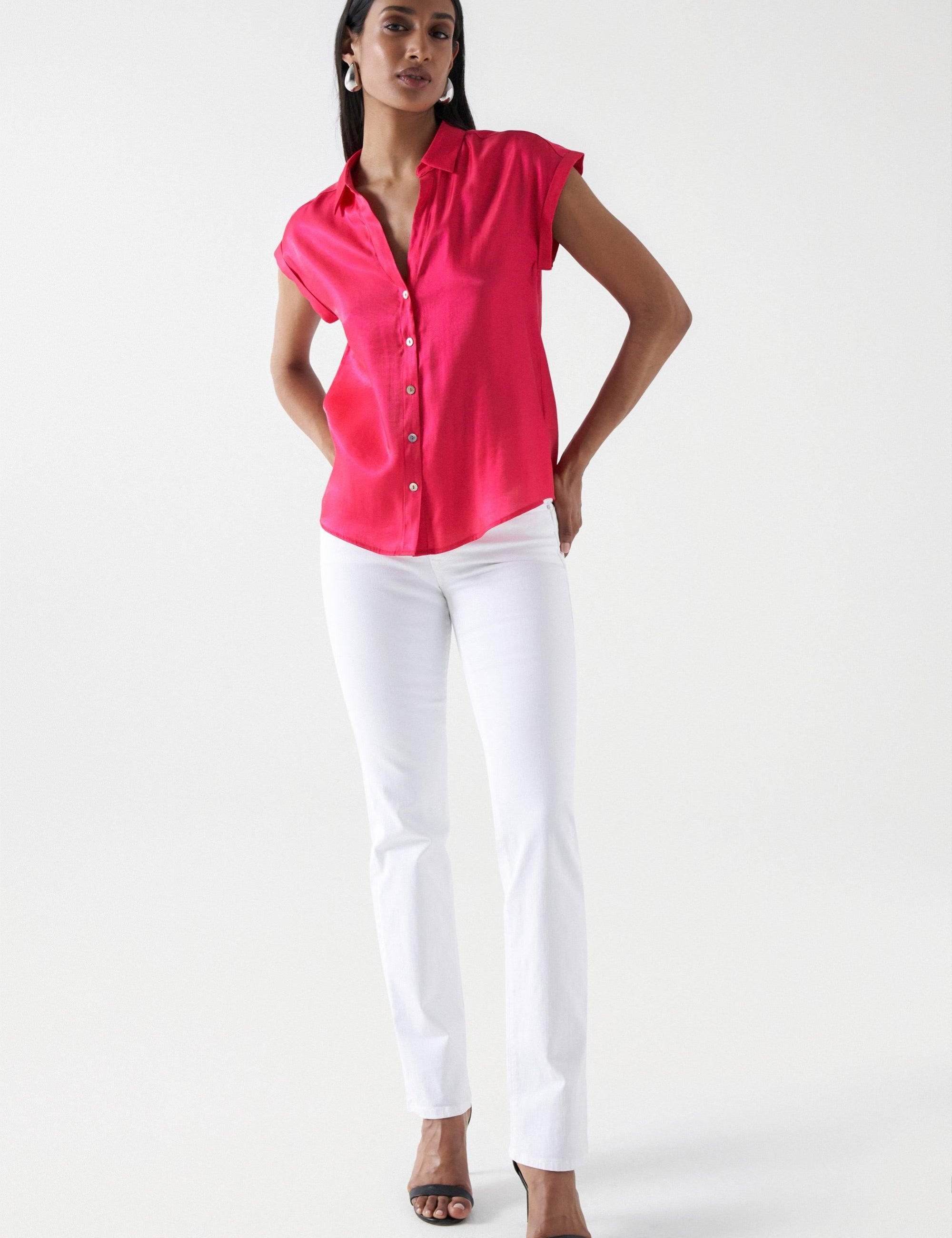 Camisa Salsa Jeans Satinada Rosa - ECRU