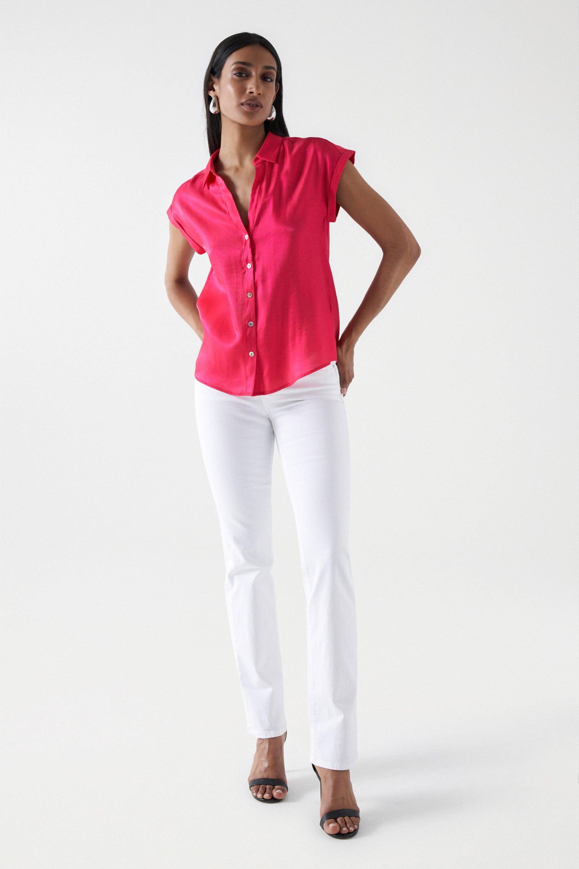 Camisa Salsa Jeans Satinada Rosa - ECRU