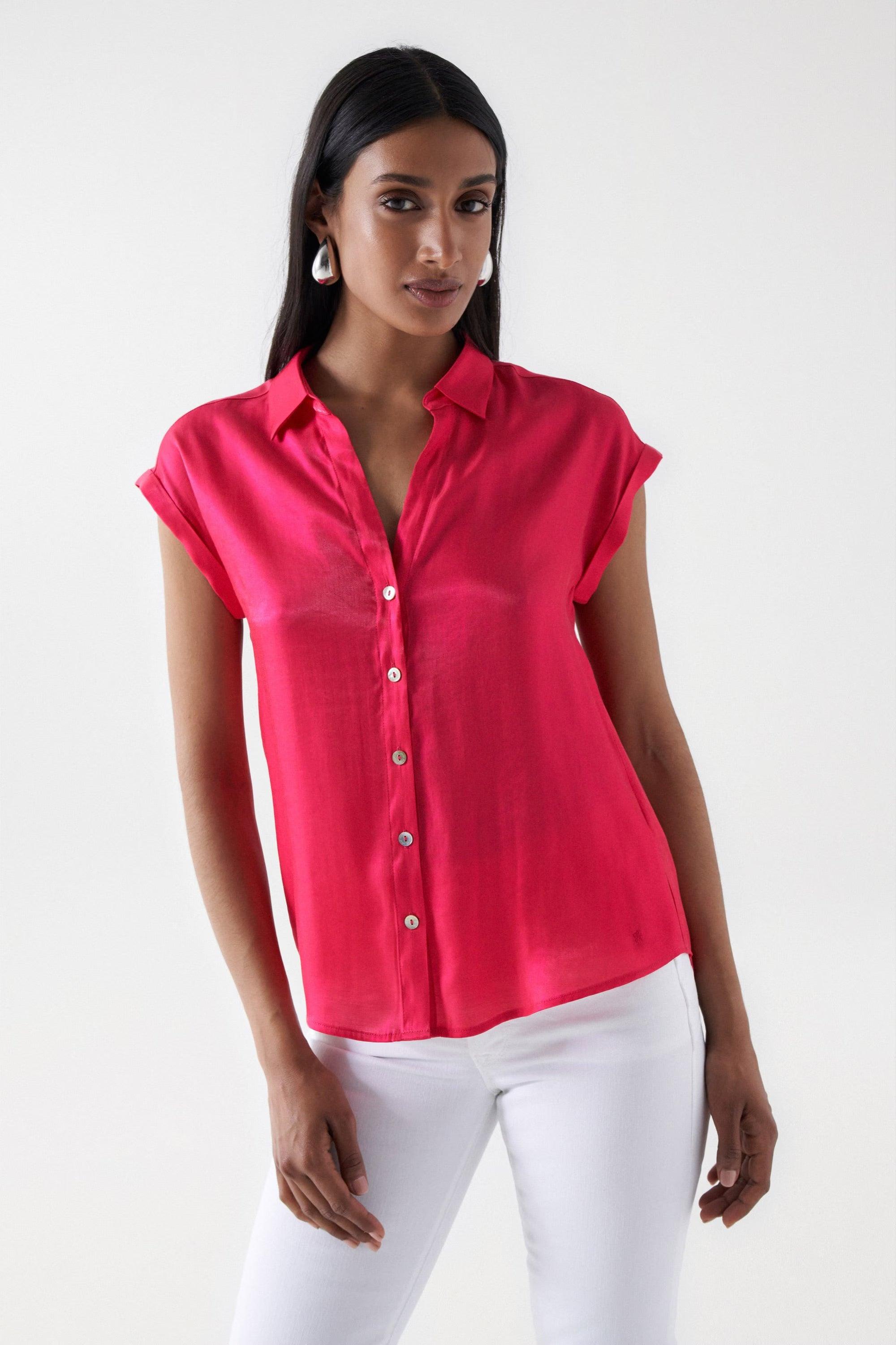 Camisa Salsa Jeans Satinada Rosa - ECRU