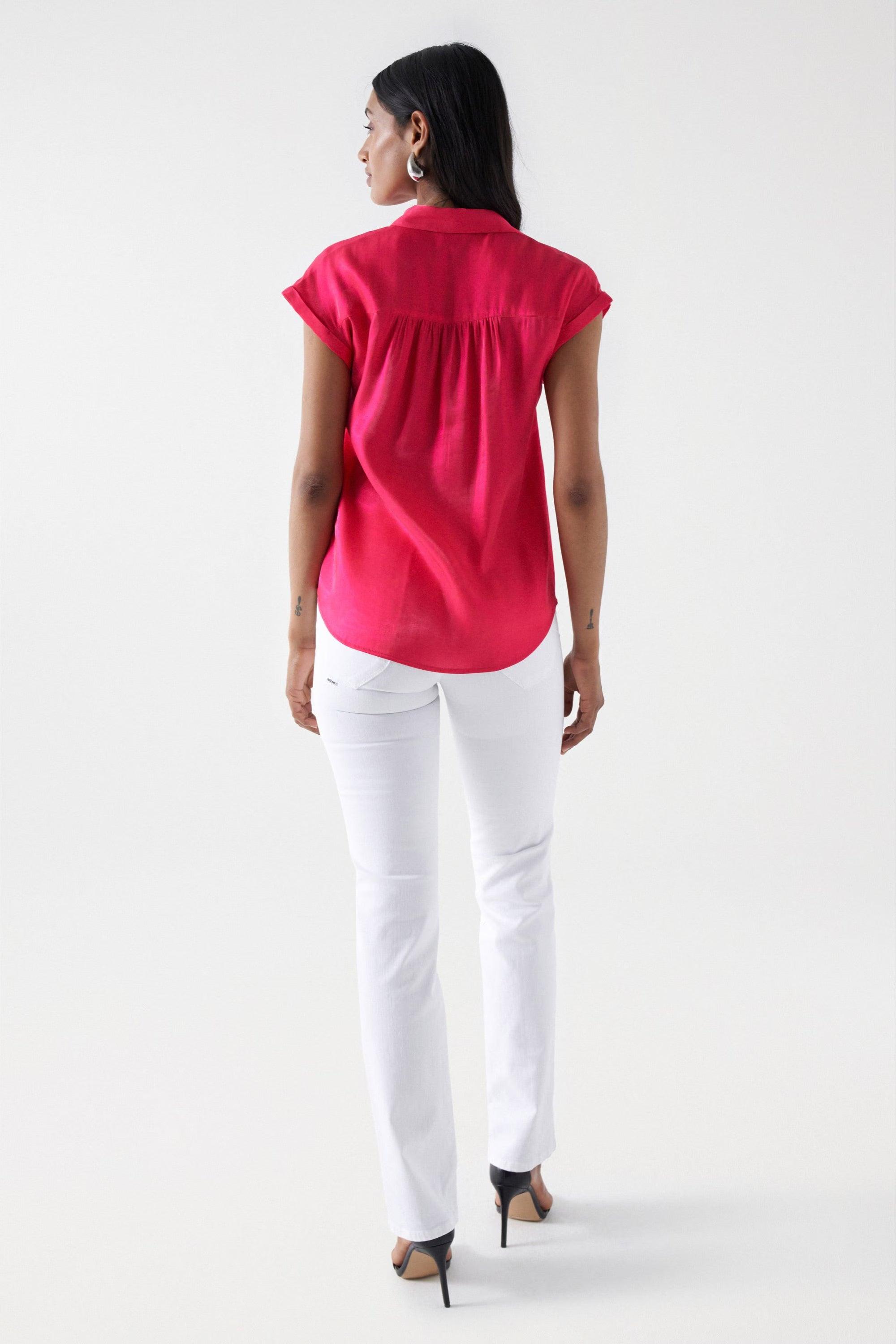 Camisa Salsa Jeans Satinada Rosa - ECRU