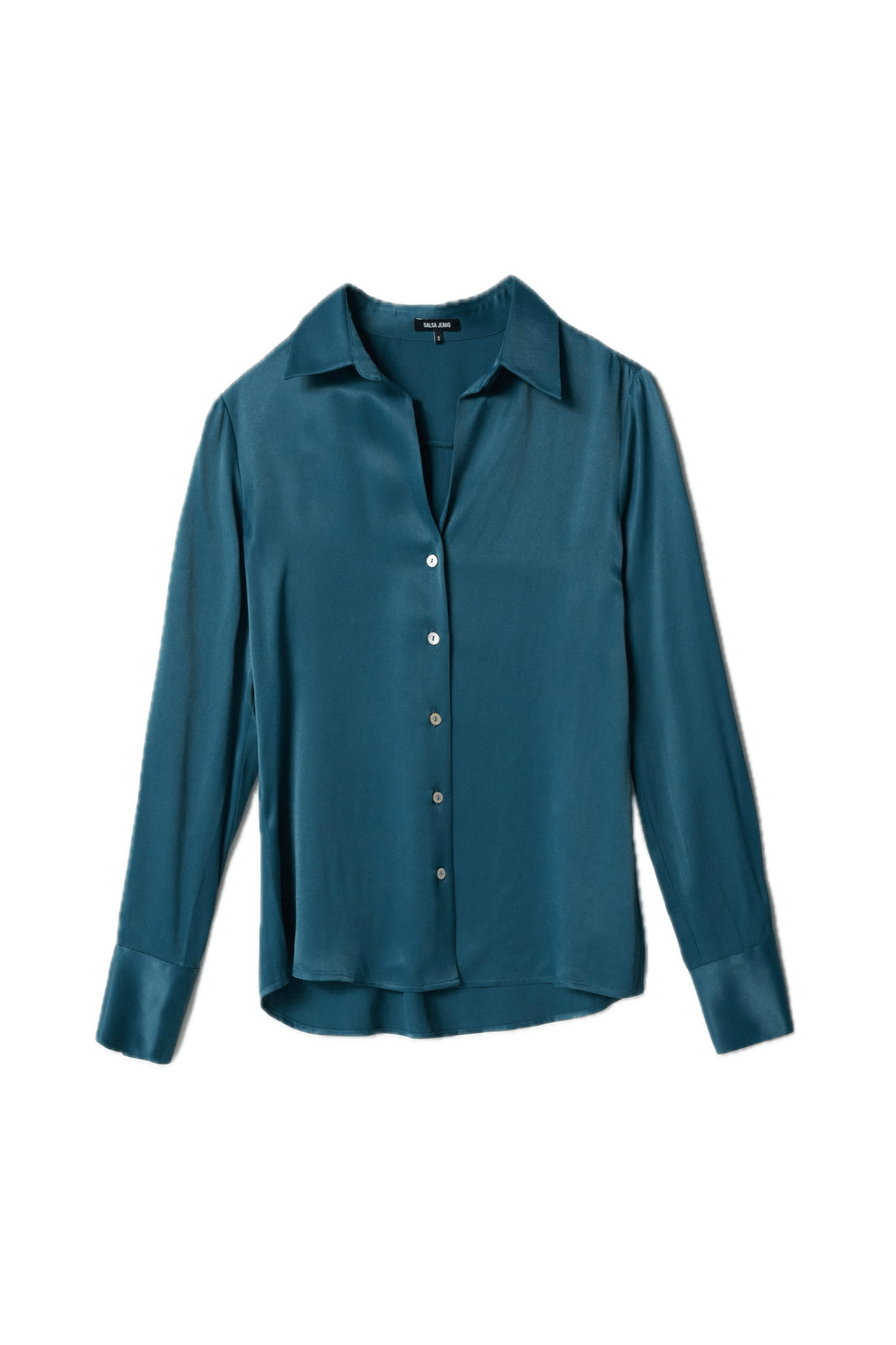 Camisa Salsa Jeans Satinada Verde - ECRU