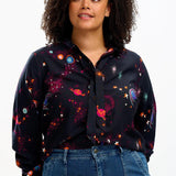 Camisa Sugarhill Catrina Black Colourful Universe - ECRU