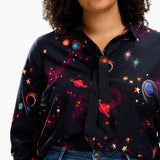 Camisa Sugarhill Catrina Black Colourful Universe - ECRU