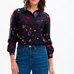 Camisa Sugarhill Catrina Black Colourful Universe - ECRU