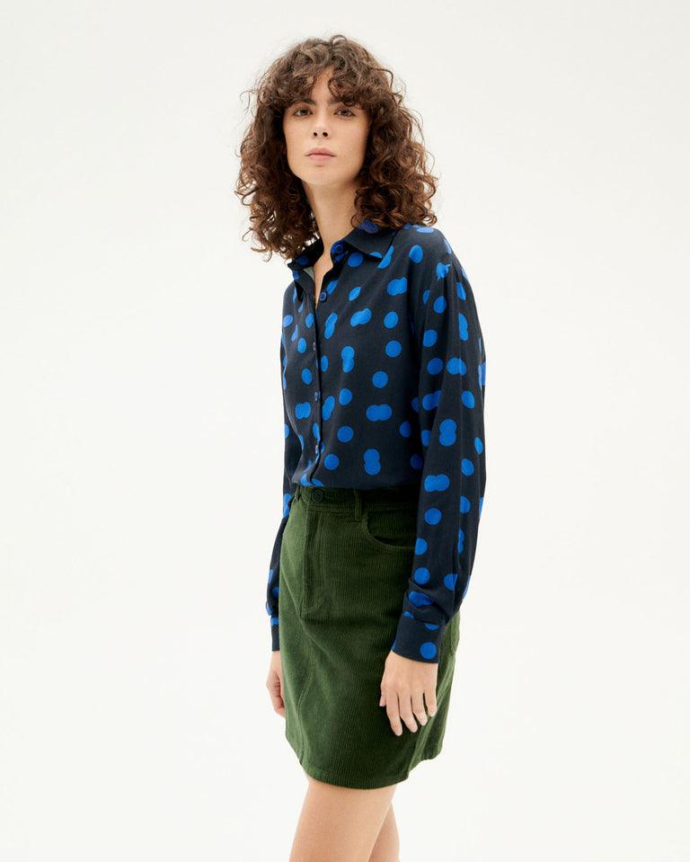 Camisa Thinking Mu Azul Dots Kati - ECRU