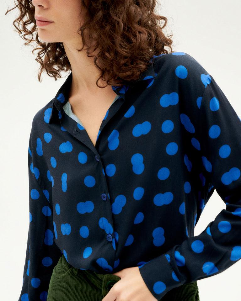 Camisa Thinking Mu Azul Dots Kati - ECRU