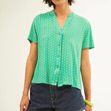 Camisa Xantik Cuello Indy Green Mustard Petals - ECRU