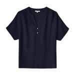 Camisa Yerse Camelia Manga Caída Navy - ECRU