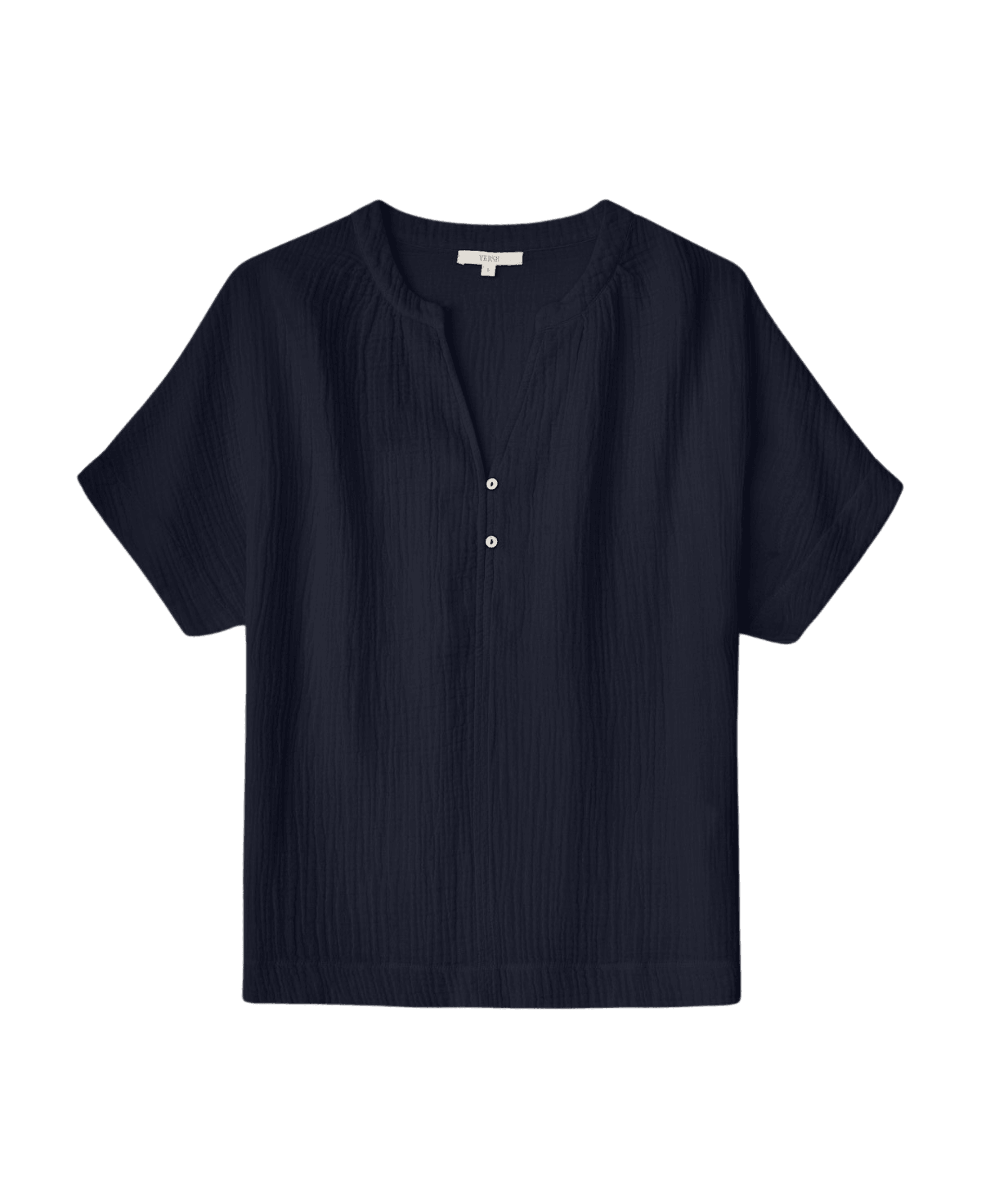 Camisa Yerse Camelia Manga Caída Navy - ECRU