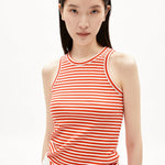 Camiseta ARMEDANGELS Kanitaa Stripes Poppy Red - ECRU