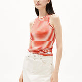 Camiseta ARMEDANGELS Kanitaa Stripes Poppy Red - ECRU