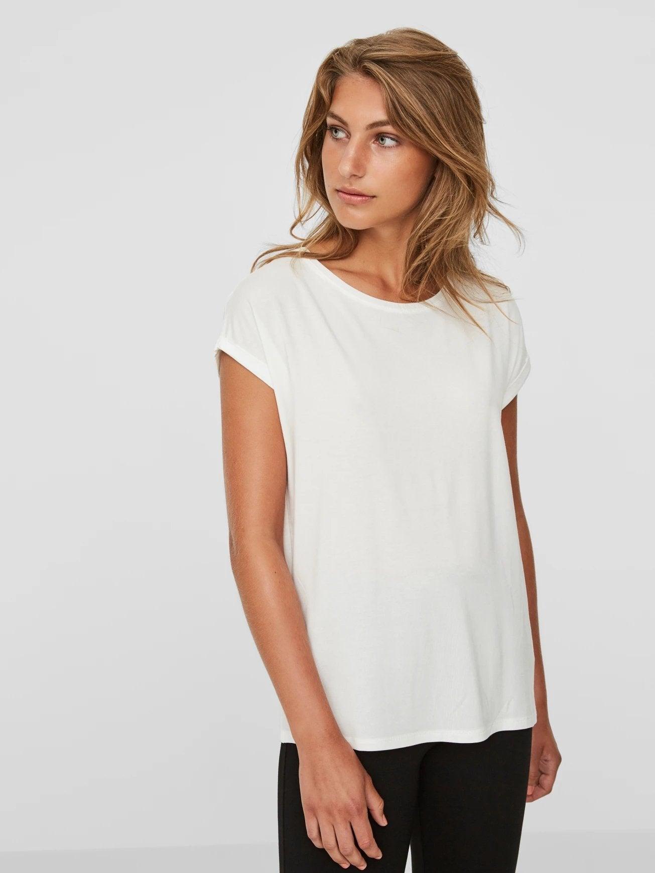 Camiseta Básica de Mujer Vero Moda AWARE Snow White - ECRU