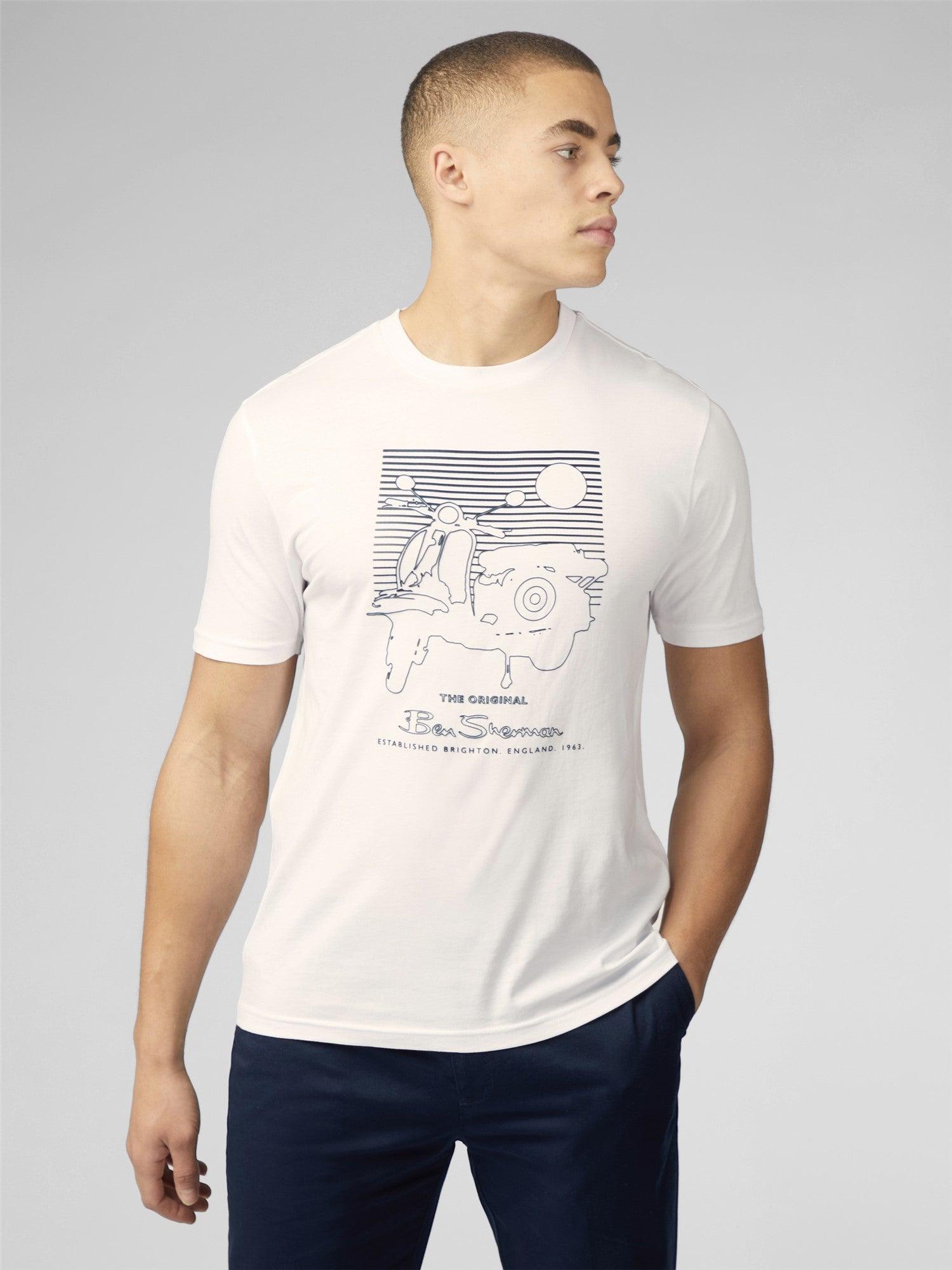 Camiseta Ben Sherman Summer Scooter White - ECRU