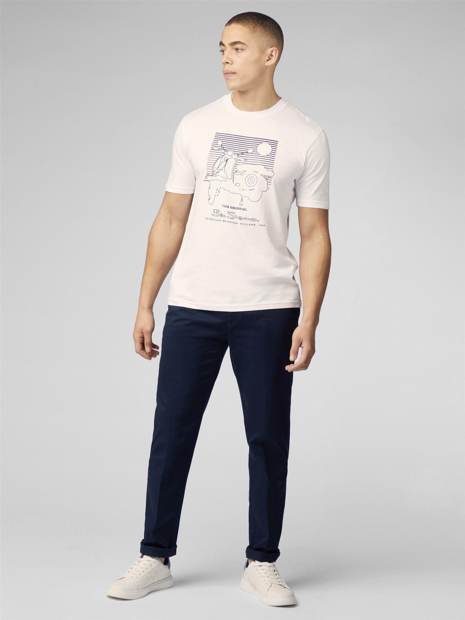 Camiseta Ben Sherman Summer Scooter White - ECRU