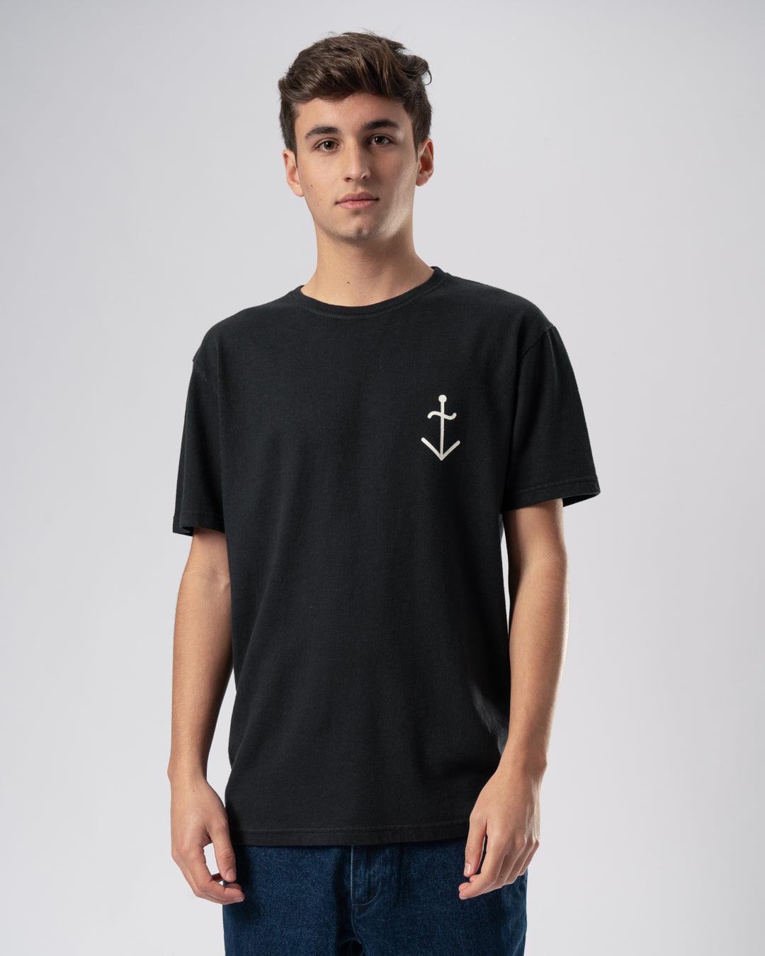 Camiseta Dantas Dark Navy Ecru Logo - ECRU