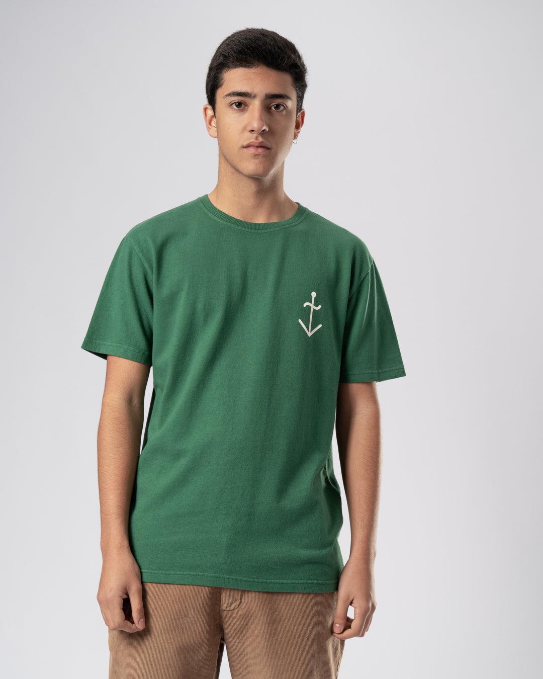 Camiseta Dantas Hunter Green Ecru Logo - ECRU