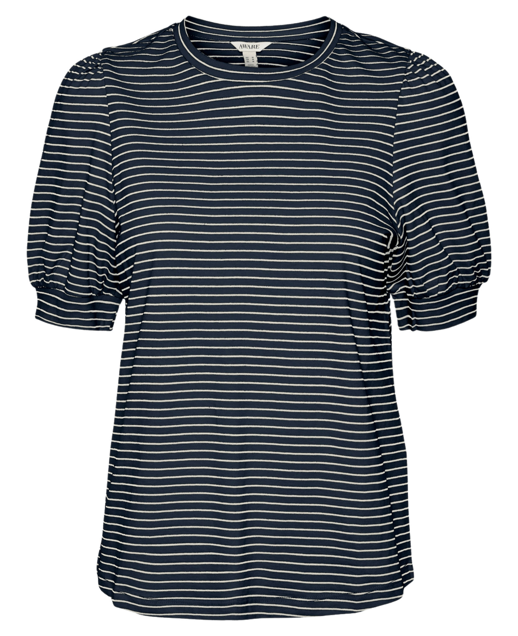 Camiseta de Mujer Vero Moda Manga Corta Abullonada Kerry Stripes Navy/Birch - ECRU