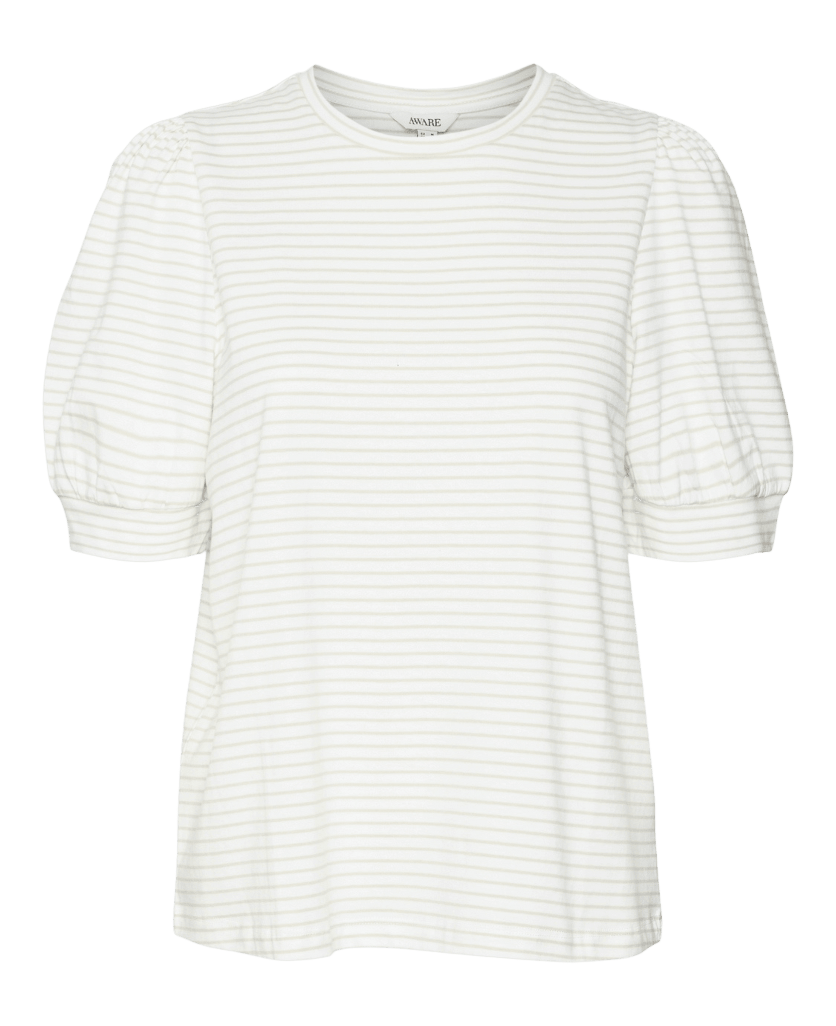 Camiseta de Mujer Vero Moda Manga Corta Abullonada Kerry Stripes Snow White Silver - ECRU