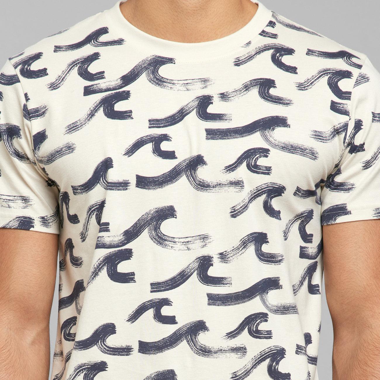 Camiseta Dedicated Stockholm Brush Waves Oat White - ECRU