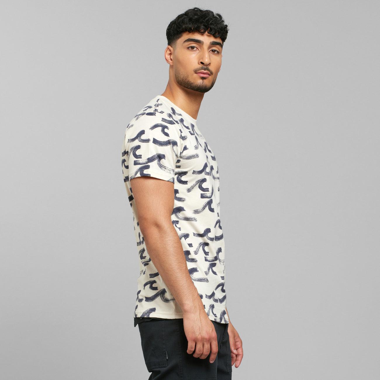 Camiseta Dedicated Stockholm Brush Waves Oat White - ECRU