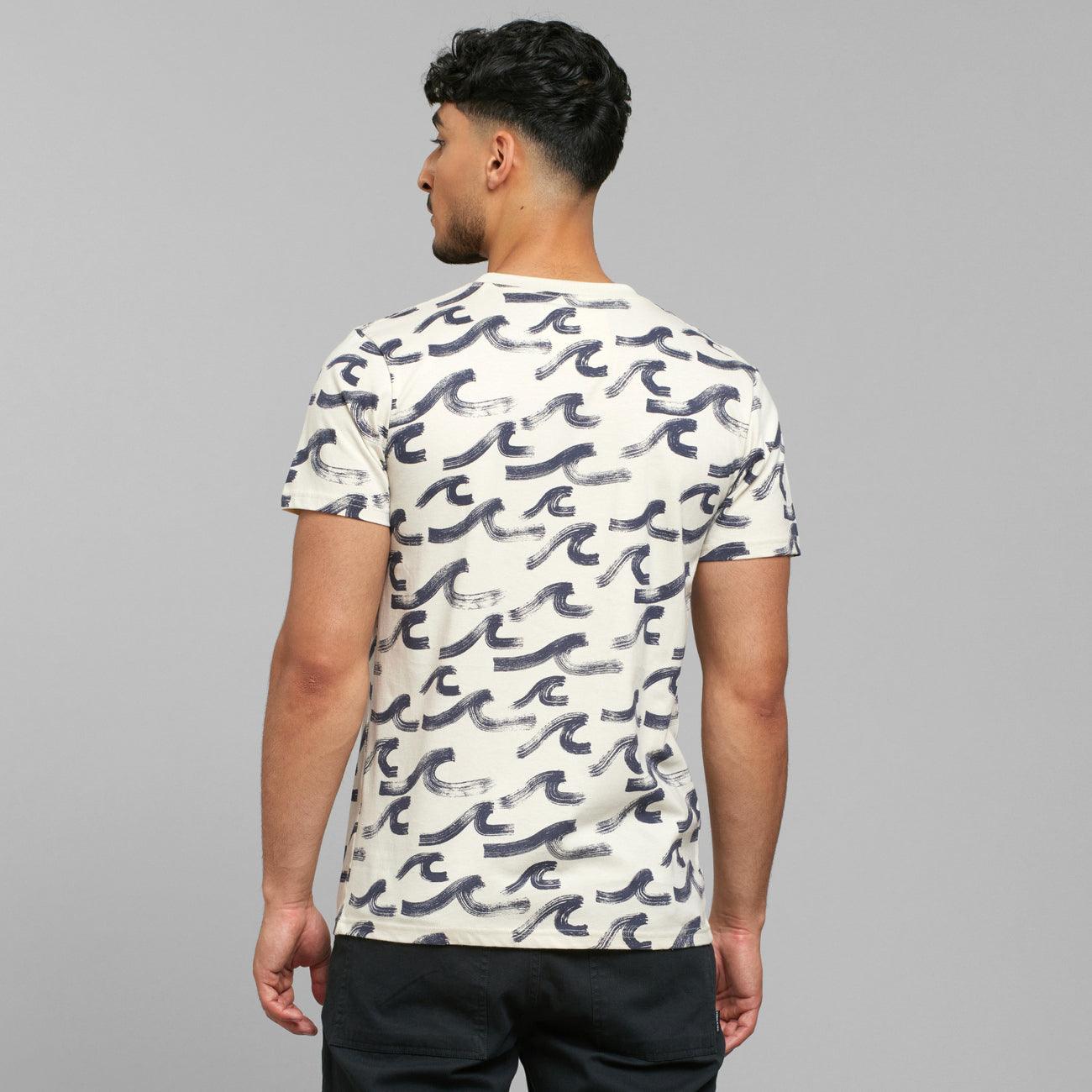 Camiseta Dedicated Stockholm Brush Waves Oat White - ECRU