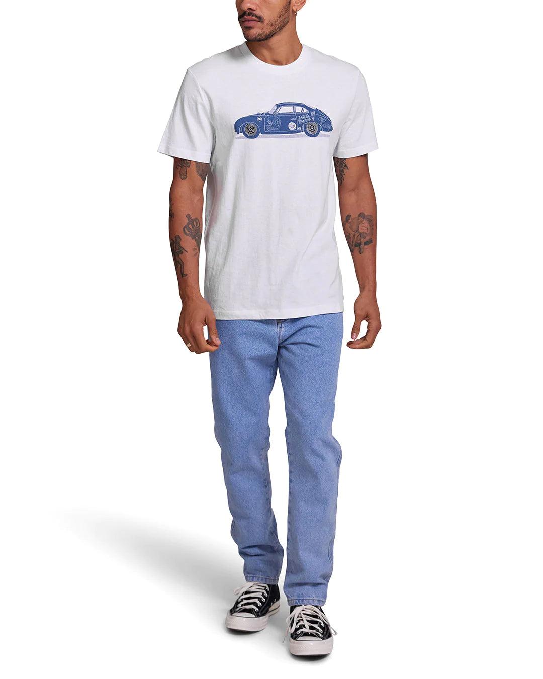 Camiseta Deus Ex Machina Classic 356 Porsche Tee White - ECRU