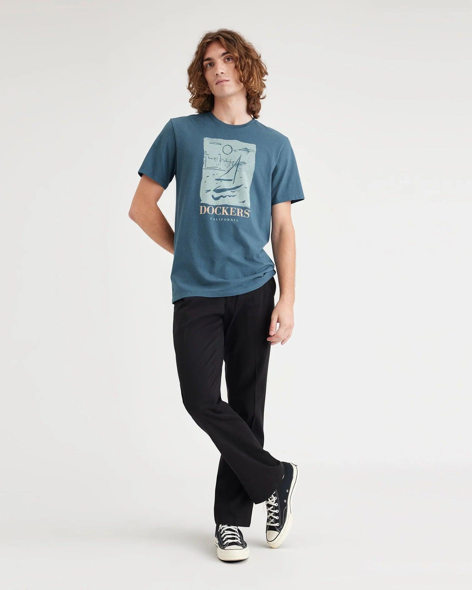 Camiseta Dockers® City By The Bay Indian Teal Blue - ECRU