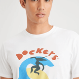 Camiseta Dockers Slim Fit Logo Surfer Lucent White - ECRU