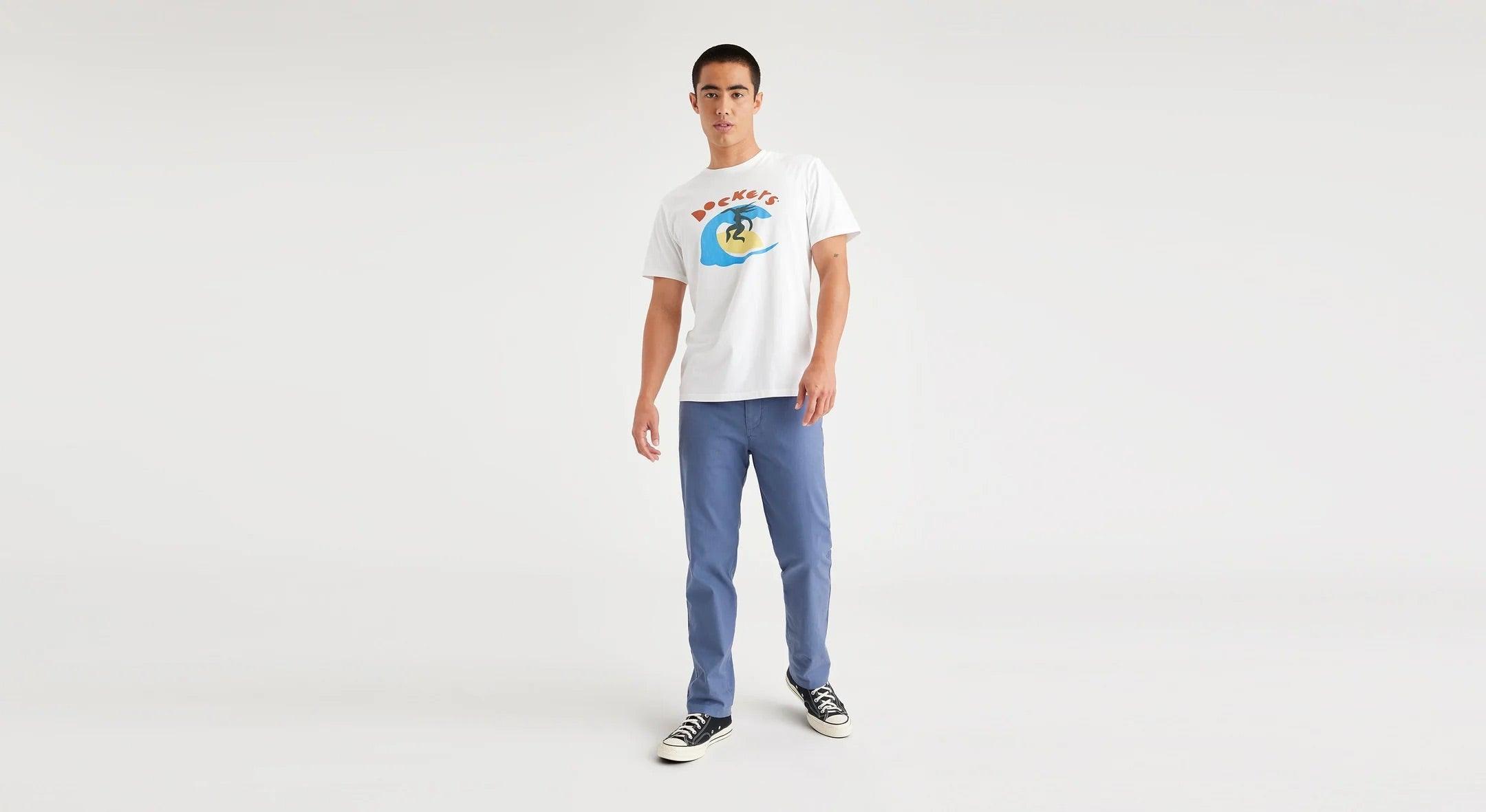 Camiseta Dockers Slim Fit Logo Surfer Lucent White - ECRU