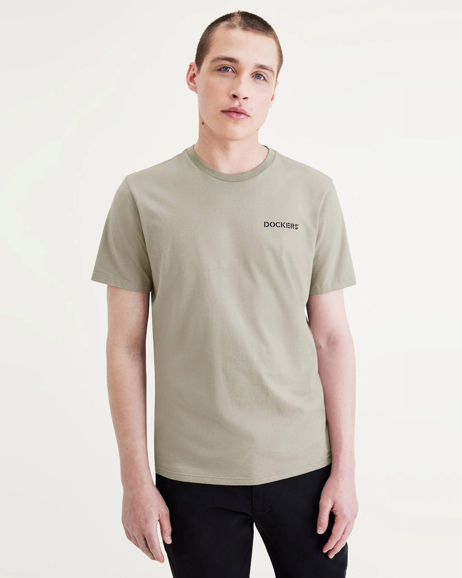 Camiseta Dockers Stencil Logo Forest Fog - ECRU