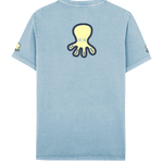 Camiseta El Pulpo Estampado Triple Logo Azul Celeste - ECRU