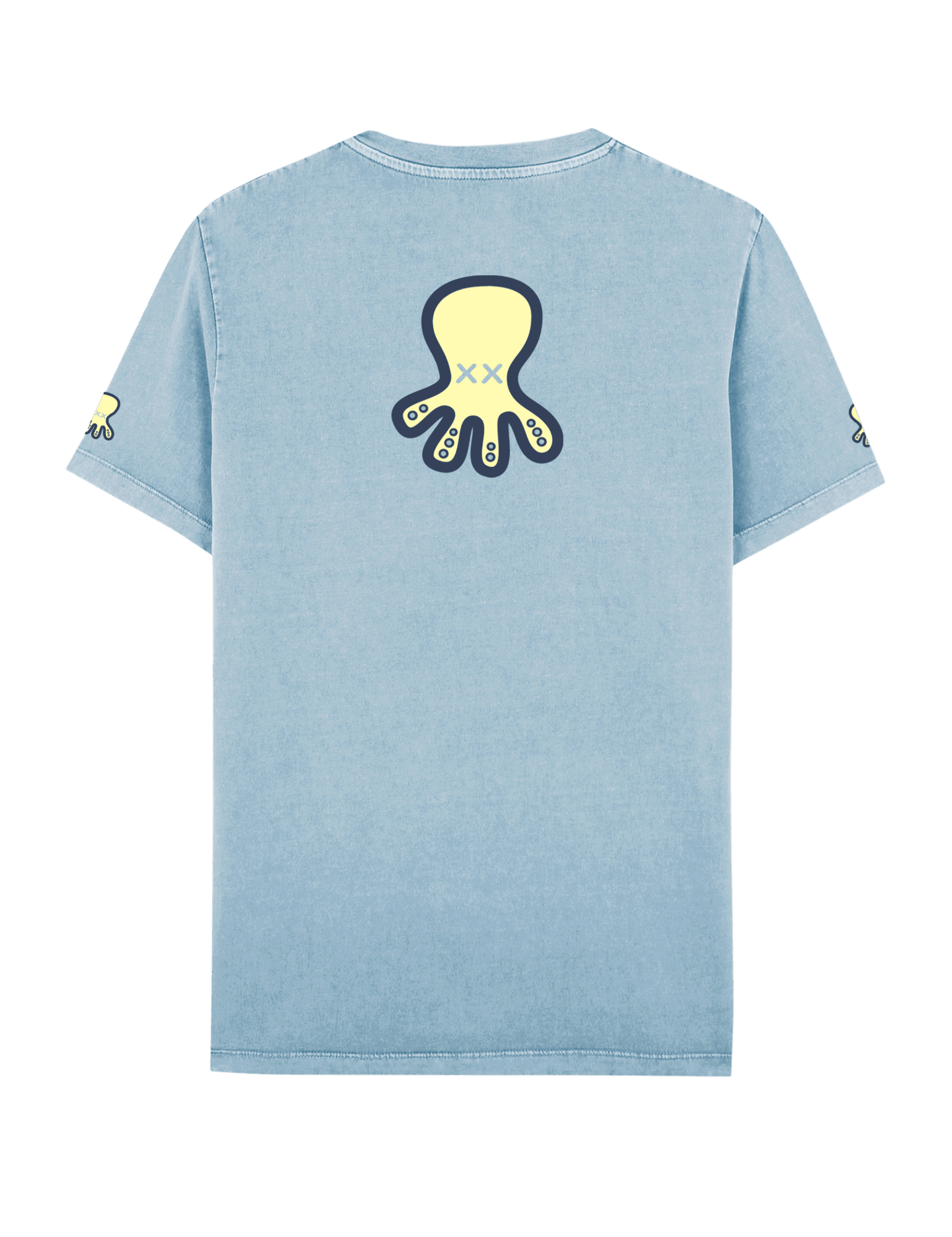 Camiseta El Pulpo Estampado Triple Logo Azul Celeste - ECRU