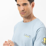 Camiseta El Pulpo Estampado Triple Logo Azul Celeste - ECRU