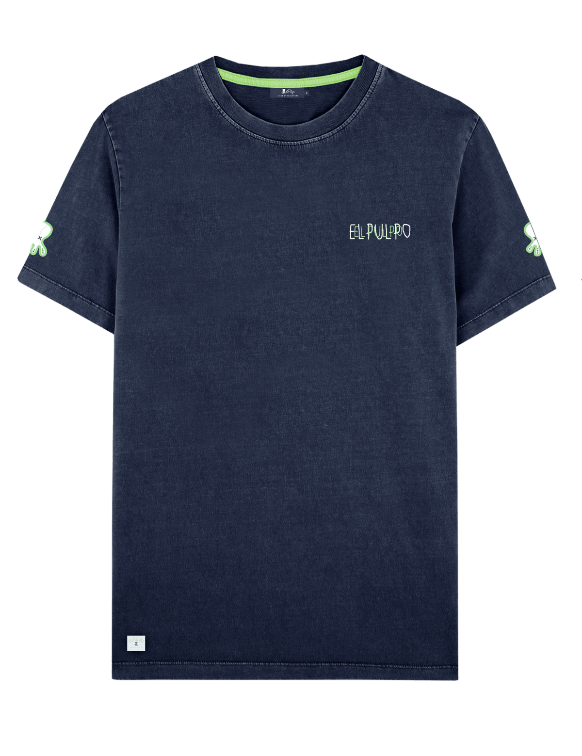 Camiseta El Pulpo Estampado Triple Logo Azul Marino - ECRU