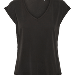 Camiseta Filli Básica de Mujer Vero Moda Cuello Pico Negro - ECRU