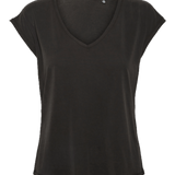 Camiseta Filli Básica de Mujer Vero Moda Cuello Pico Negro - ECRU