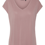 Camiseta Filli Básica de Mujer Vero Moda Cuello Pico Nostalgia Rose - ECRU