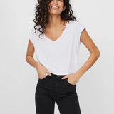 Camiseta Filli Básica de Mujer Vero Moda Cuello Pico Snow White - ECRU