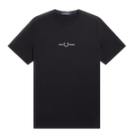 Camiseta Fred Perry Bordada M4580 Negra - ECRU