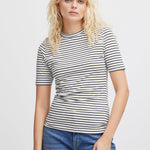 Camiseta ICHI Mira Total Eclipse Stripes - ECRU