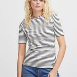 Camiseta ICHI Mira Total Eclipse Stripes - ECRU