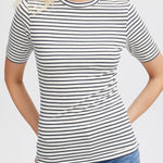 Camiseta ICHI Mira Total Eclipse Stripes - ECRU